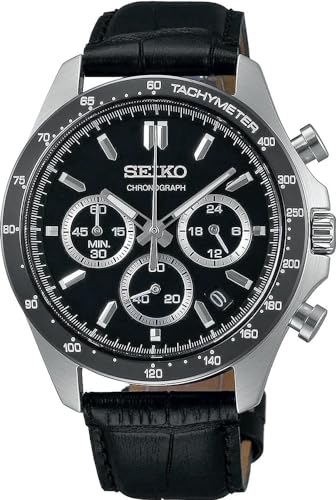 [セイコー] SEIKO 1/5秒クロノグラフ クオーツ CHRONOGRAPH QUARTZ 腕時計 メンズ SBTR021 ブラックレザー [国内正規品]
